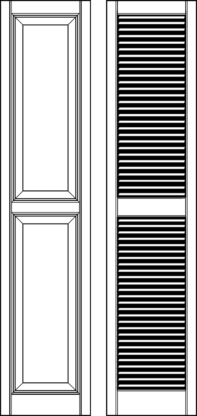 line drawing of window shutters available in a wide rang of designs and colors